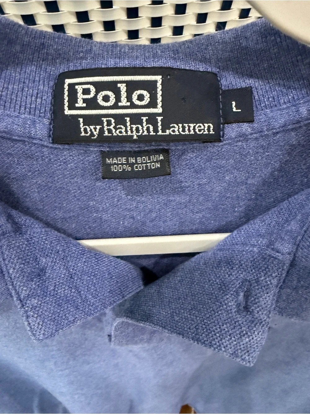 Ralph Lauren Men’s Heathered Blue Polo with burgundy Pony